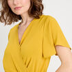 Blouse smockée manches courtes jaune citron femme
