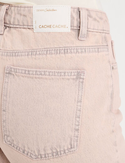 Jeans straight taille haute rose clair femme