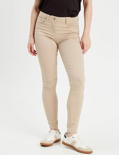 Jeans slim 5 poches taupe femme