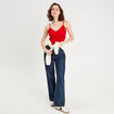 Débardeur cropped dentelle rouge femme