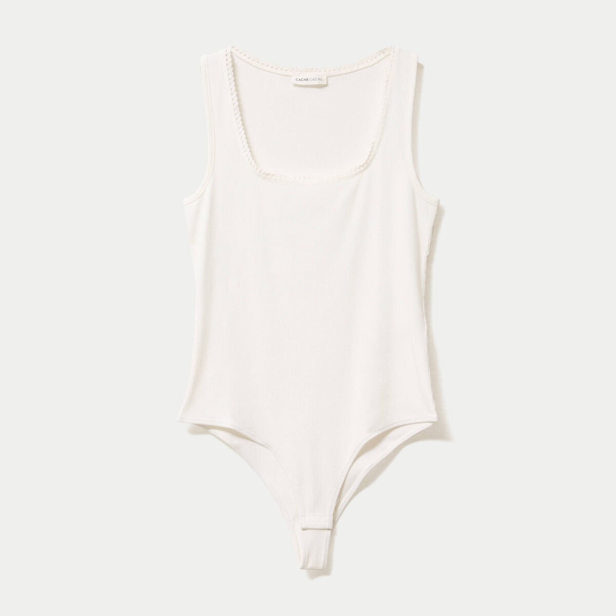 Body c&ocirc;tel&eacute; ajust&eacute; sans manches ecru femme