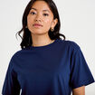 T-shirt col rond manches courtes bleu fonc&eacute; femme