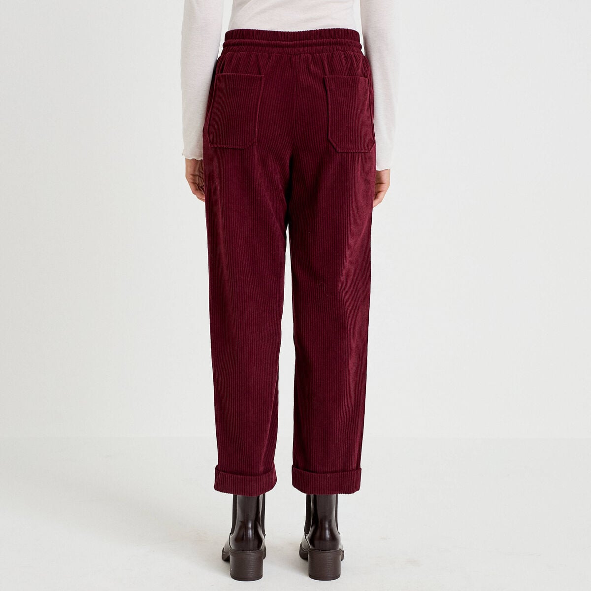 Pantalon jogging velours bordeaux femme