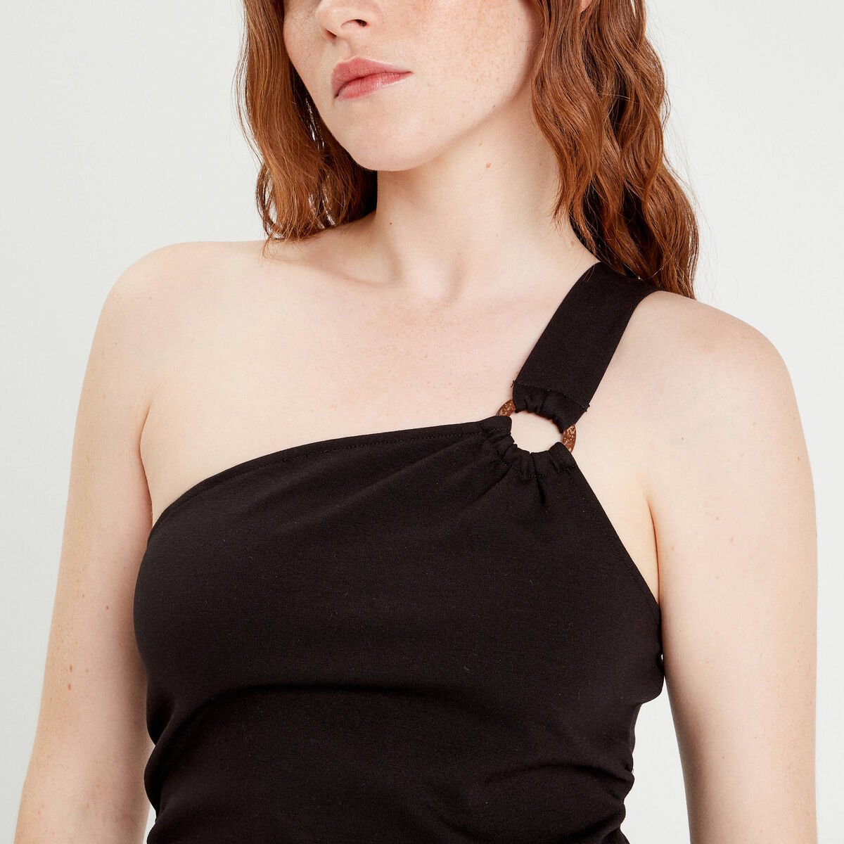 Robe ajustée asymétrique noir femme