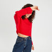 Pull cropped manches longues rouge femme