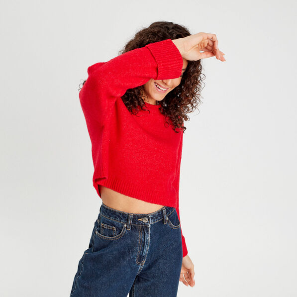 pull cropped manches longues rouge femme Pull cropped manches longues rouge femme