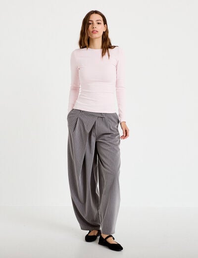 Pantalon bootcut taille basse gris femme