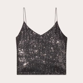 debardeur cropped paillettes couleur argent femme Débardeur cropped paillettes couleur argent femme