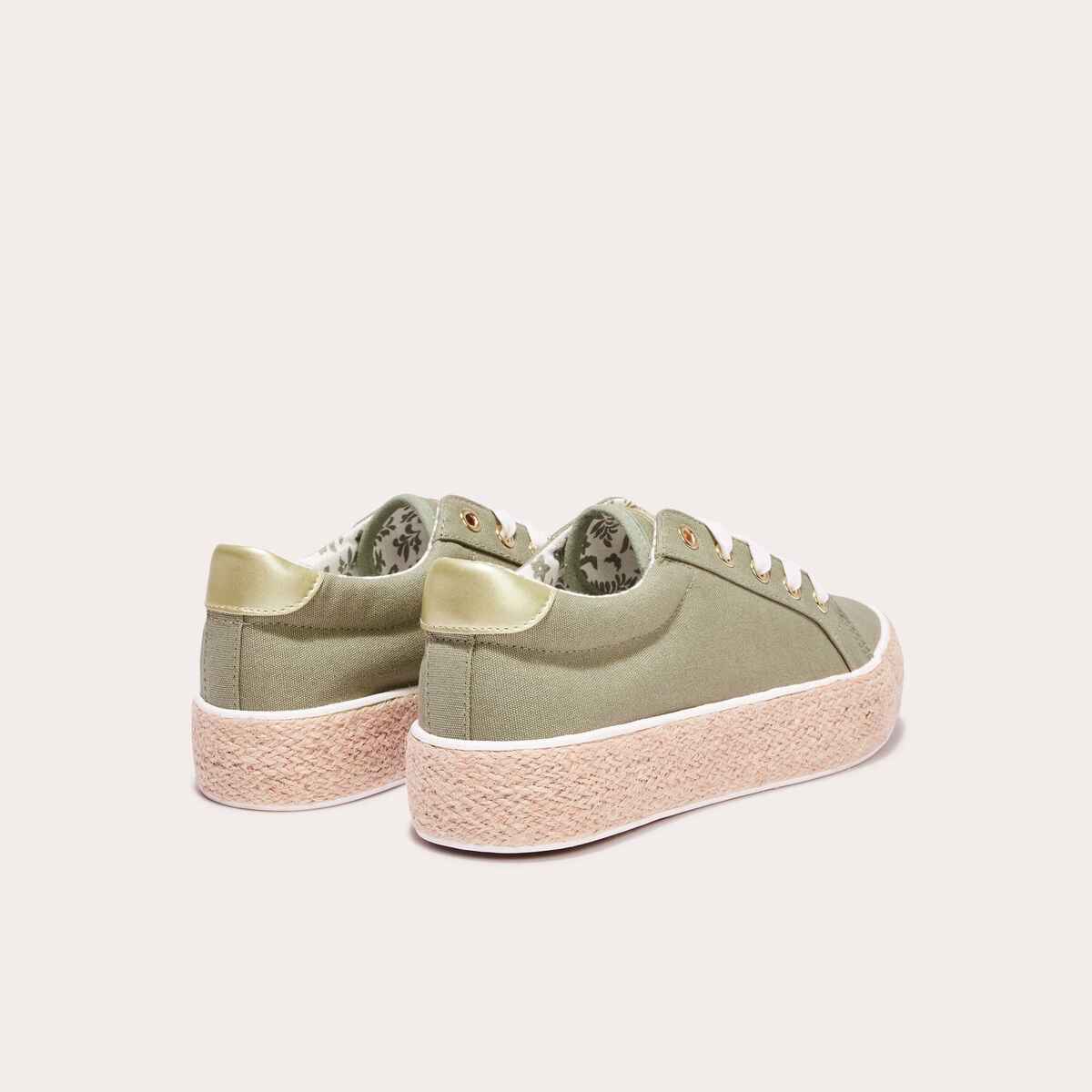 Baskets espadrilles plates vert kaki femme
