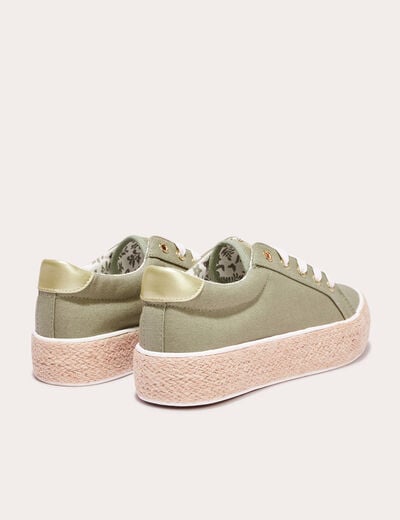 Baskets espadrilles plates vert kaki femme