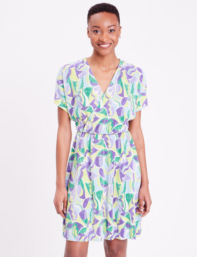 Robe &eacute;vas&eacute;e pliss&eacute;e beige femme