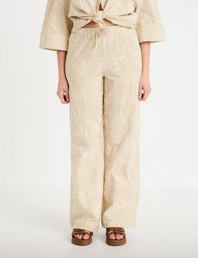 Pantalon large taille standard beige moyen femme