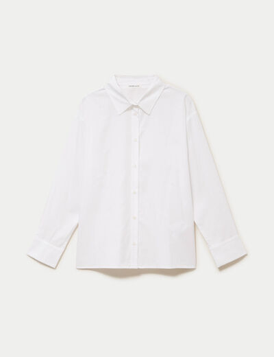 Chemise col am&eacute;ricain manches longues ecru femme
