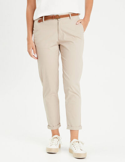 Pantalon chino 7/8ème beige femme