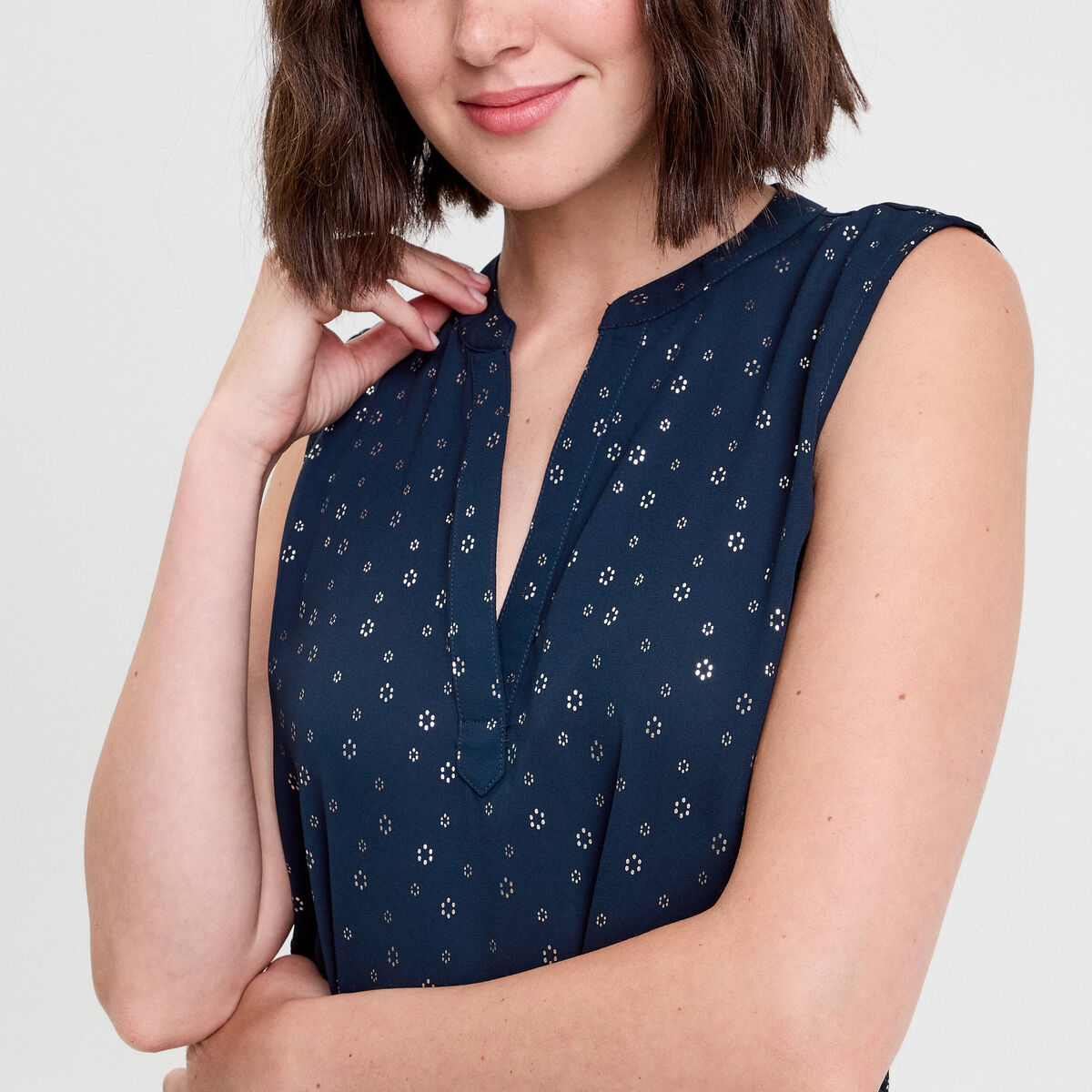 Blouse sans manches bleu marine femme