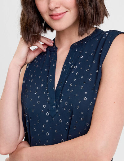 Blouse sans manches bleu marine femme
