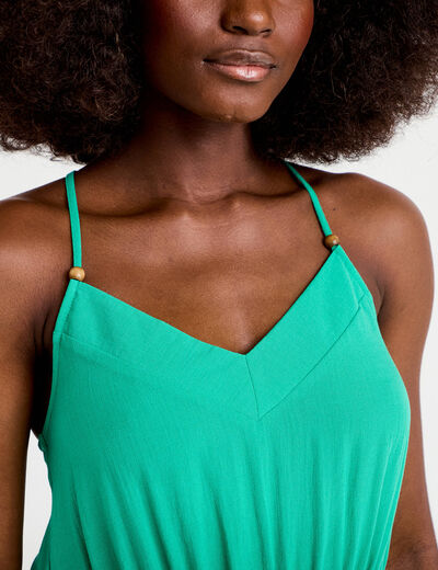 Robe &eacute;vas&eacute;e 3/4 col v bretelles vert femme