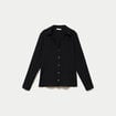 Chemise droite pliss&eacute;e manches longues noir femme