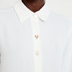 Chemise droite pliss&eacute;e manches longues ecru femme