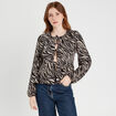 Blouse nouée manches longues noir femme