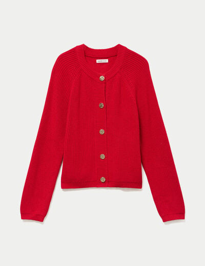 Gilet manches longues rouge femme
