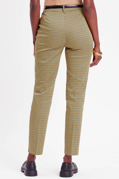 Pantalon city slim ceinturé blanc femme