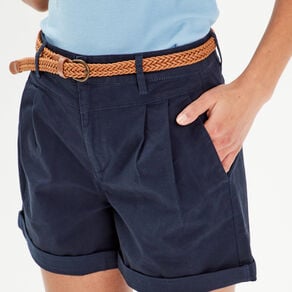 short chino ceinture bleu marine femme Short chino ceinturé bleu marine femme