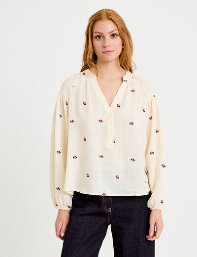 Blouse avec broderie bordeaux femme