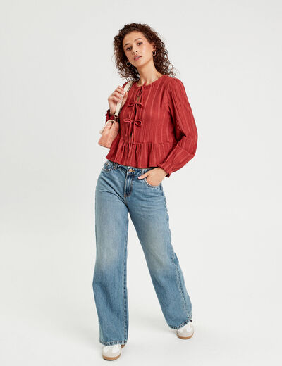 Blouse manches longues vieux rose femme