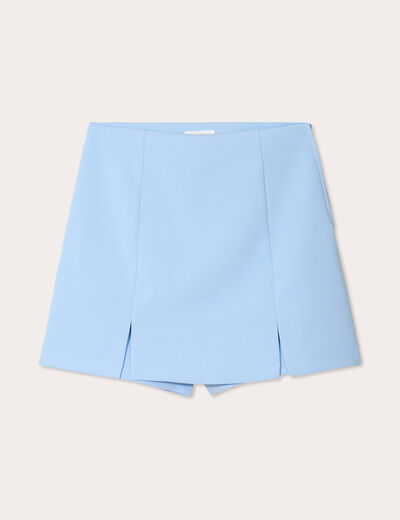 Jupe-short droite fentes bleu turquoise femme