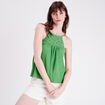Débardeur col macramé vert femme