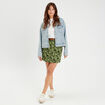 Jupe chino droite ceintur&eacute;e vert femme