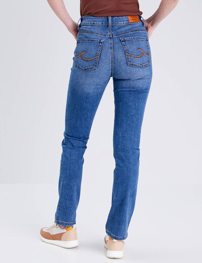 Jeans droit taille haute denim stone femme