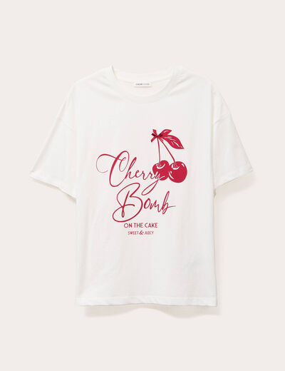 T-shirt manches courtes ecru femme