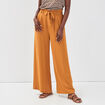 Pantalon large fluide camel femme