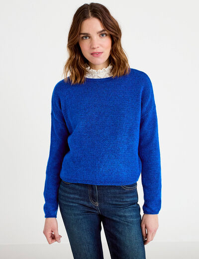 Pull manches longues bleu electrique femme