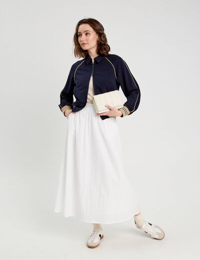 Sweat manches longues zippé bleu marine femme