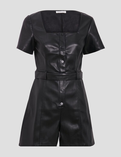 Combishort ceinturé noir femme