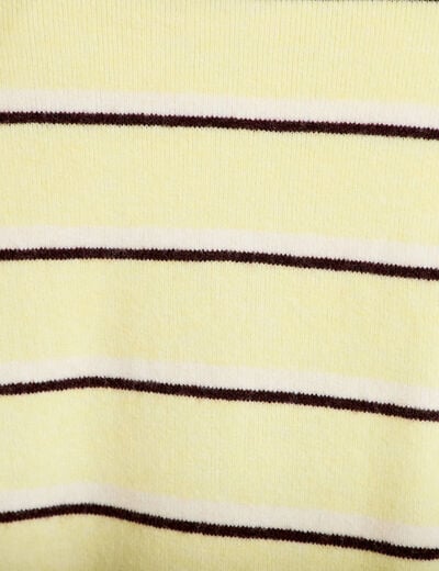 Polo manches longues col chemise jaune clair femme
