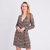 Robe évasée manches 3/4 noir femme