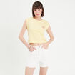T-shirt manches courtes jaune clair femme