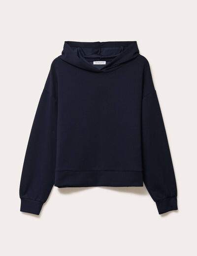 sweat à capuche manches longues bleu marine femme