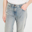 Jeans droit 5 poches denim bleach femme