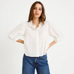 Chemise droite col classique manches 3/4 ecru femme