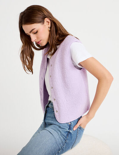 Veste sans manches effet polaire parme femme