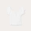 Blouse smockée manches courtes ecru femme