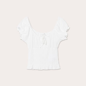 blouse smockee manches courtes ecru femme Blouse smockée manches courtes ecru femme