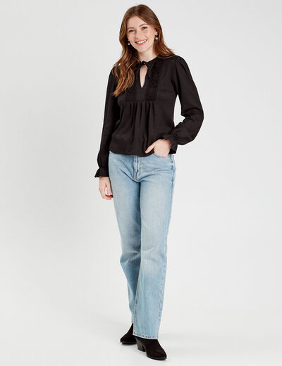 Blouse manches longues noir femme