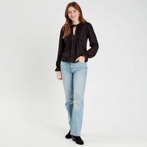 Blouse manches longues noir femme