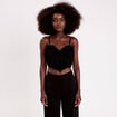Crop top volants noir femme